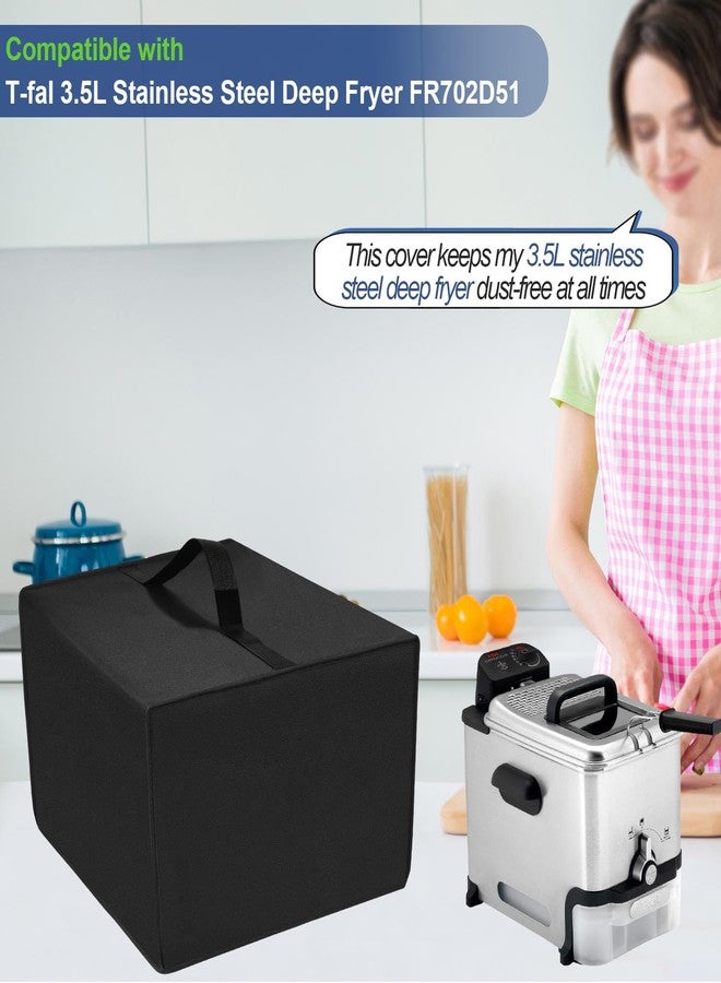 NUENSS-ROR غطاء مقلاة عميقة مقاوم للحرارة والغبار والماء من NUENSS-ROR، متوافق مع مقلاة T-fal العميقة المصنوعة من الفولاذ المقاوم للصدأ سعة 3.5 لتر FR702D51 (عمق 15.7 بوصة × عرض 13.8 بوصة × ارتفاع 12.2 بوصة، أسود) - Image 3
